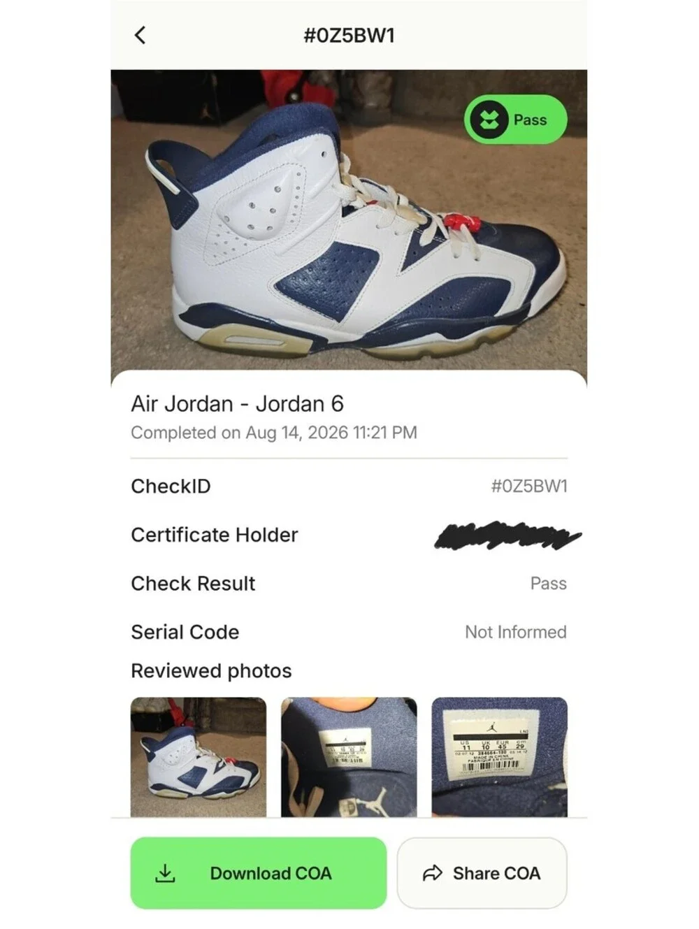 Size 11 - Air Jordan 6 Retro 2012 Olympic